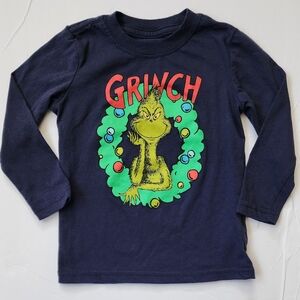 2T Navy Blue Long Sleeve Grinch Tee